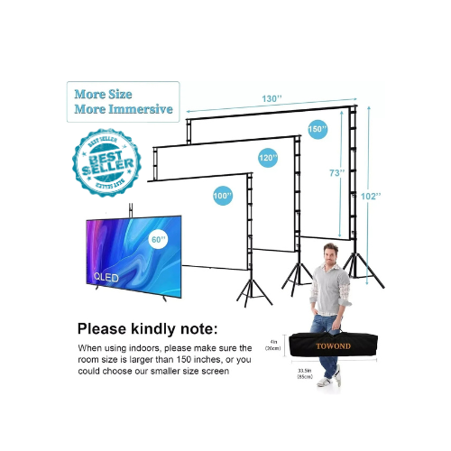Towond Projector Screen with Stand - 150", 120", 100" Sizes current