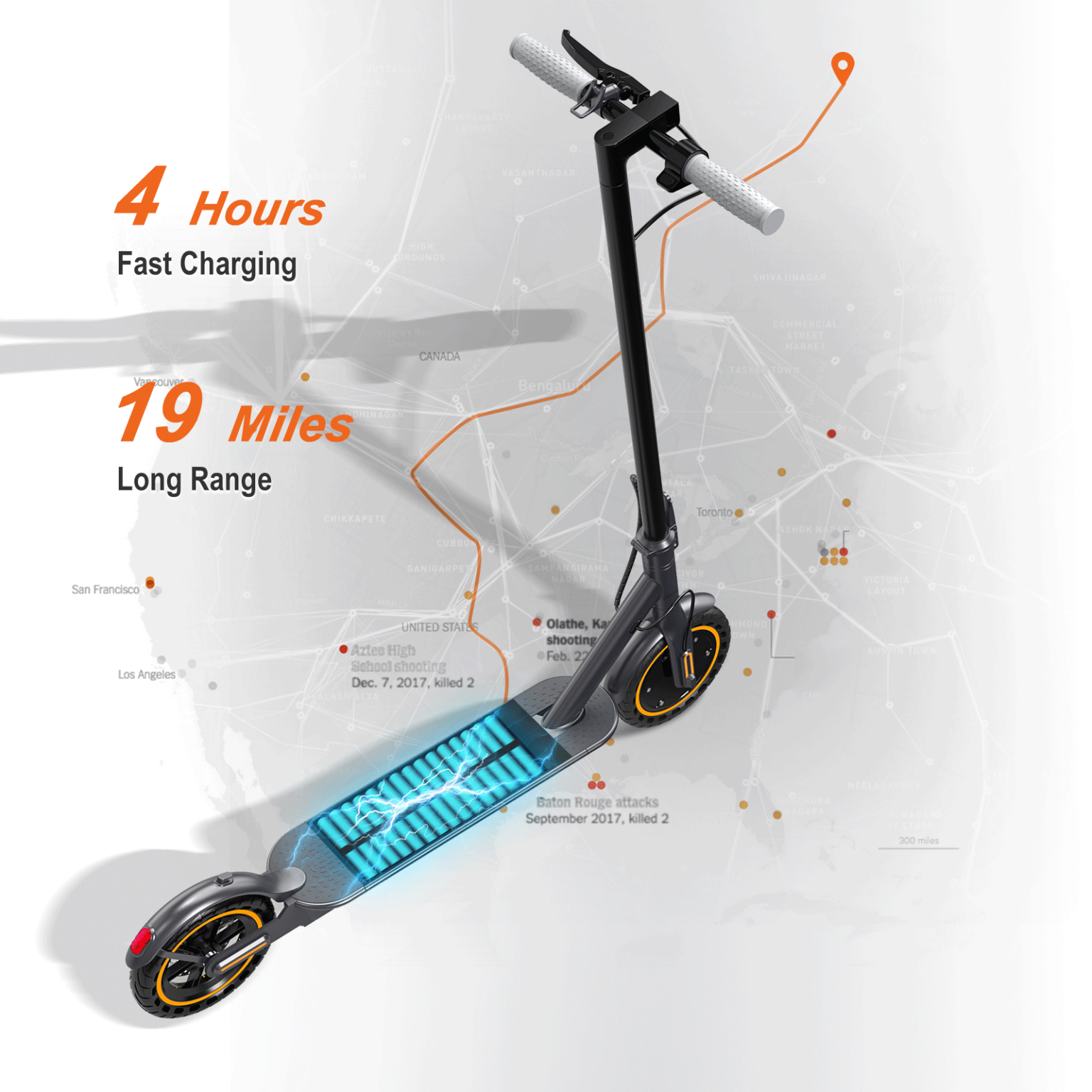 NAVIC T5 Electric Scooter, Up to 19 Miles Range, 19 Mph Folding Commute Electric Scooter