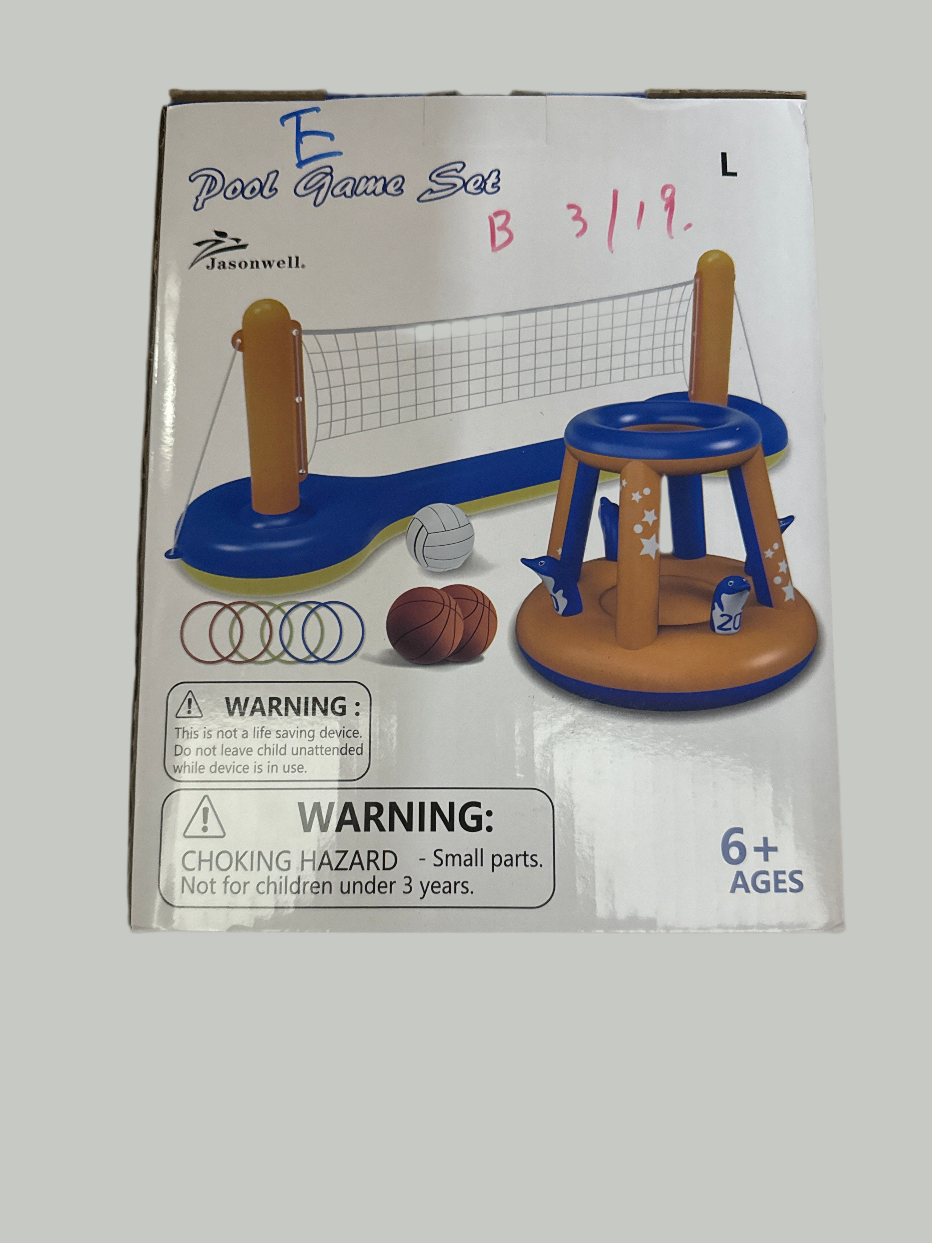 * Jasonwell Pool Toys Games Set - 3 in 1 Pool Volleyball Net Basketball Hoop Ring Toss