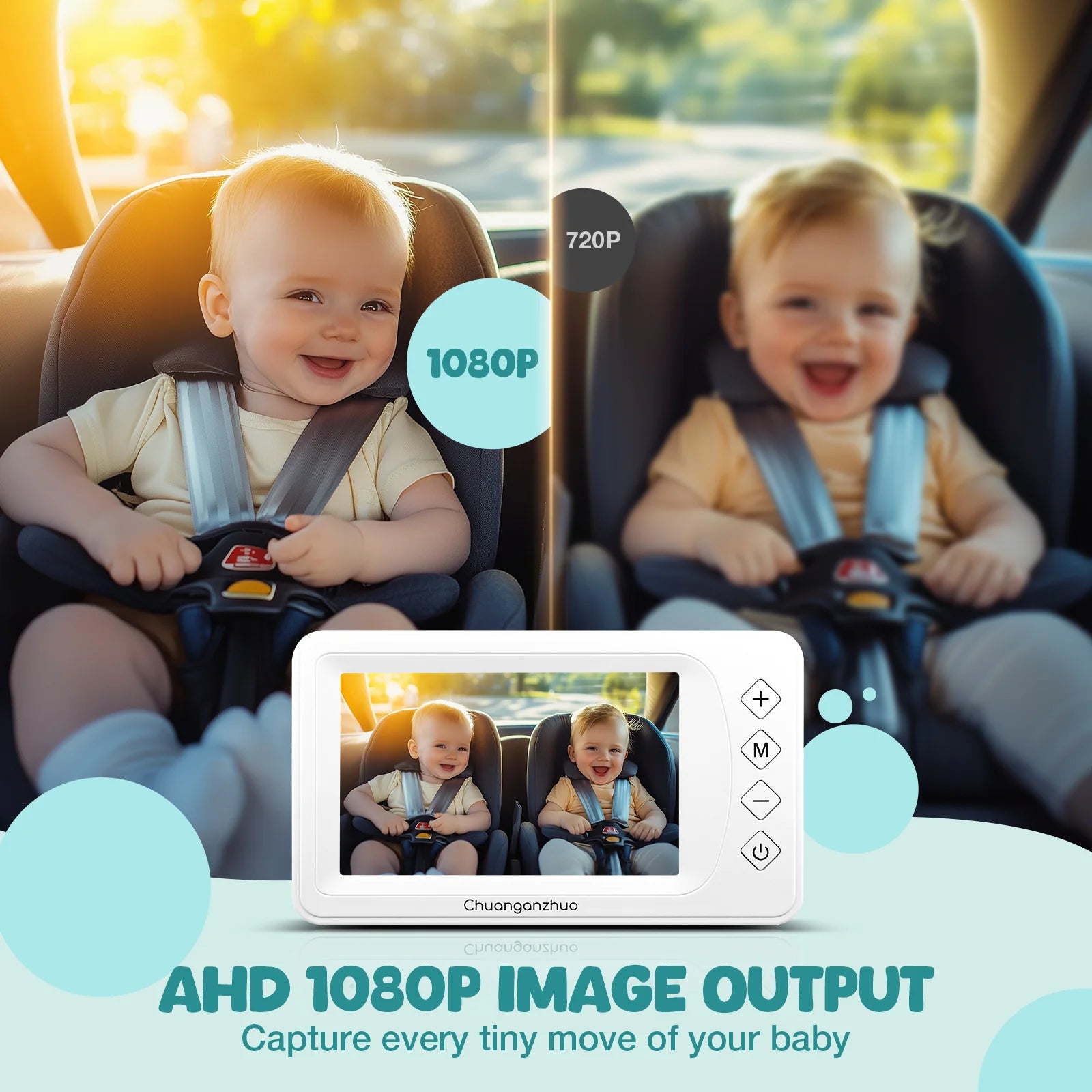 The S100P Baby Car Camera offers advanced Gen 2 night vision technology - White