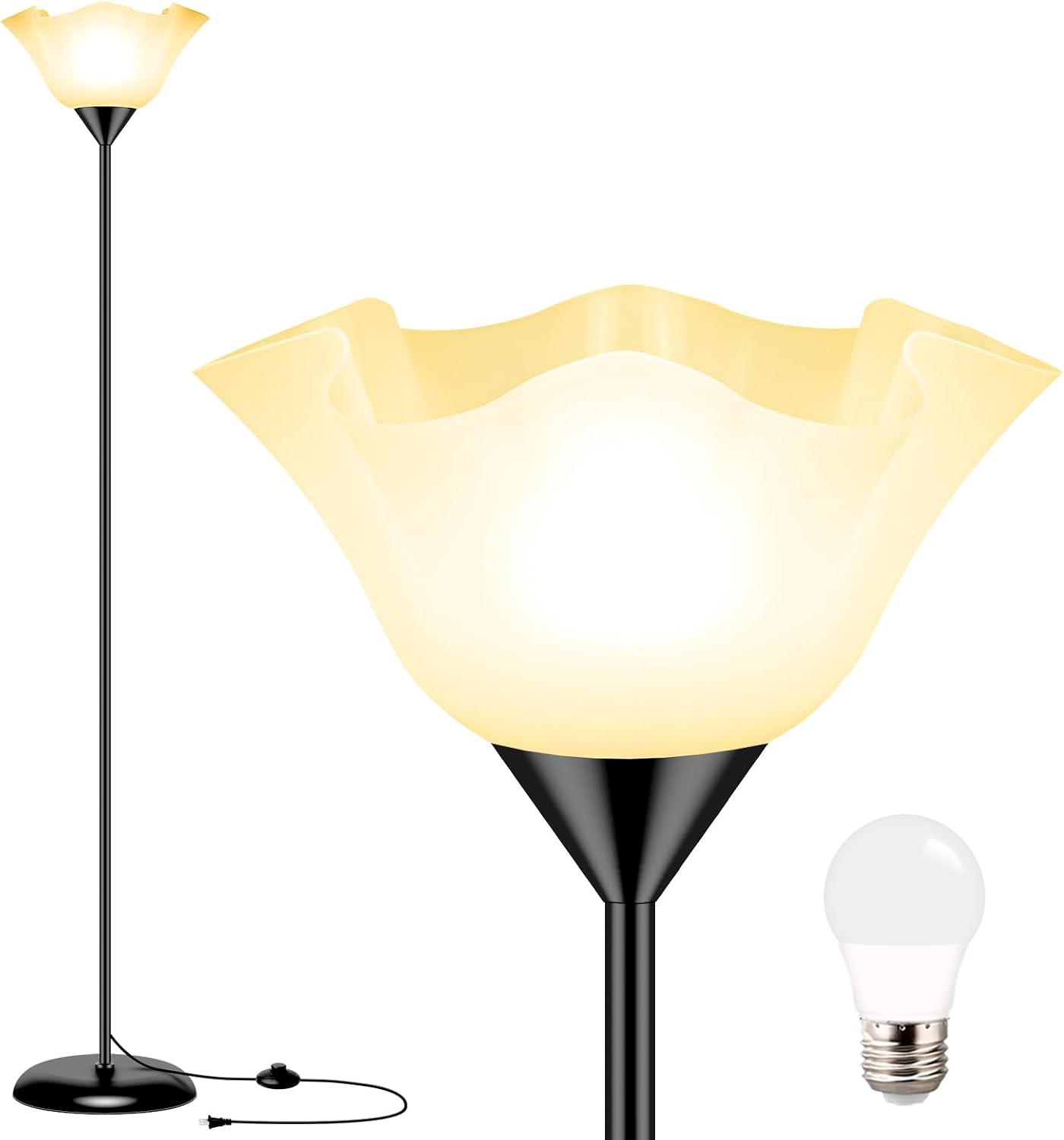 Eneru 74-inch LED torchiere floor lamp combines modern design
