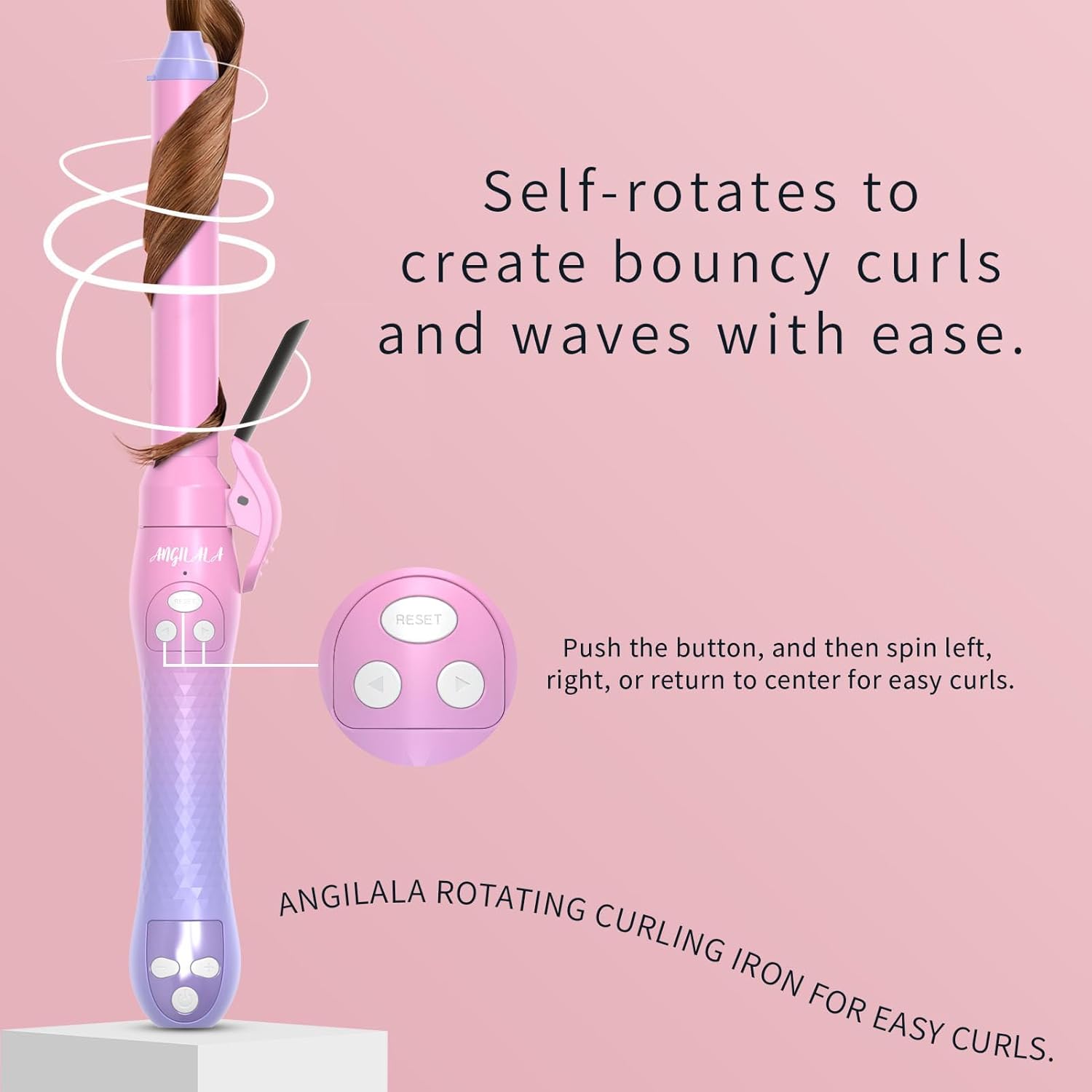 Automatic Rotating Curling Iron for Thin Fine Hair - Beach Waves Hair Curler with Heat Protection