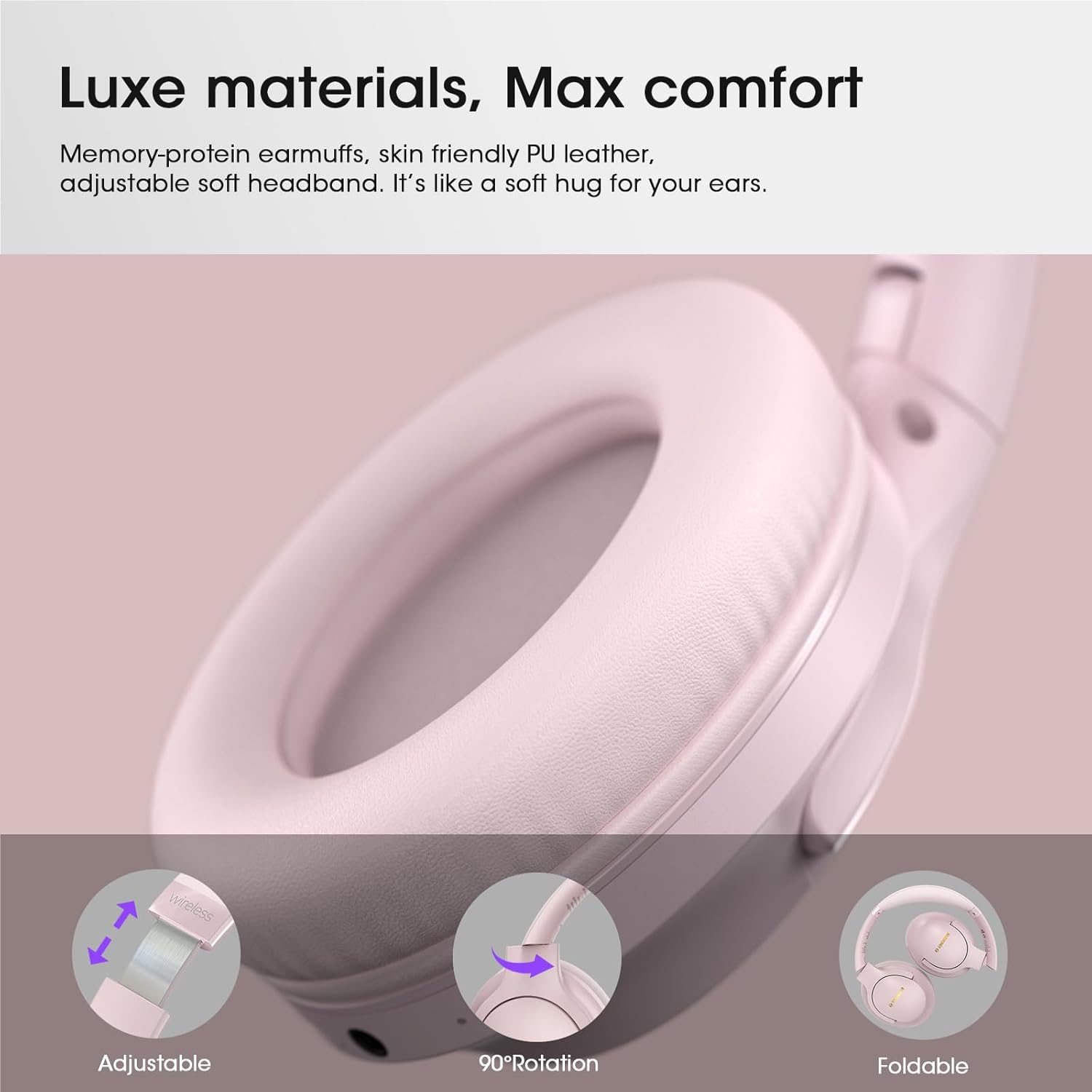 YUMONDEAR Bluetooth Headphones Over Ear, 80H Playtime Wireless Headphone with 3 EQ