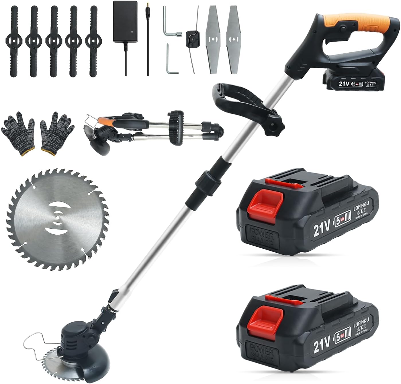 Cordless Weed Wacker,Electric Weed Eater,2 Efficient Batteries, Lightweight and Telescopic Design