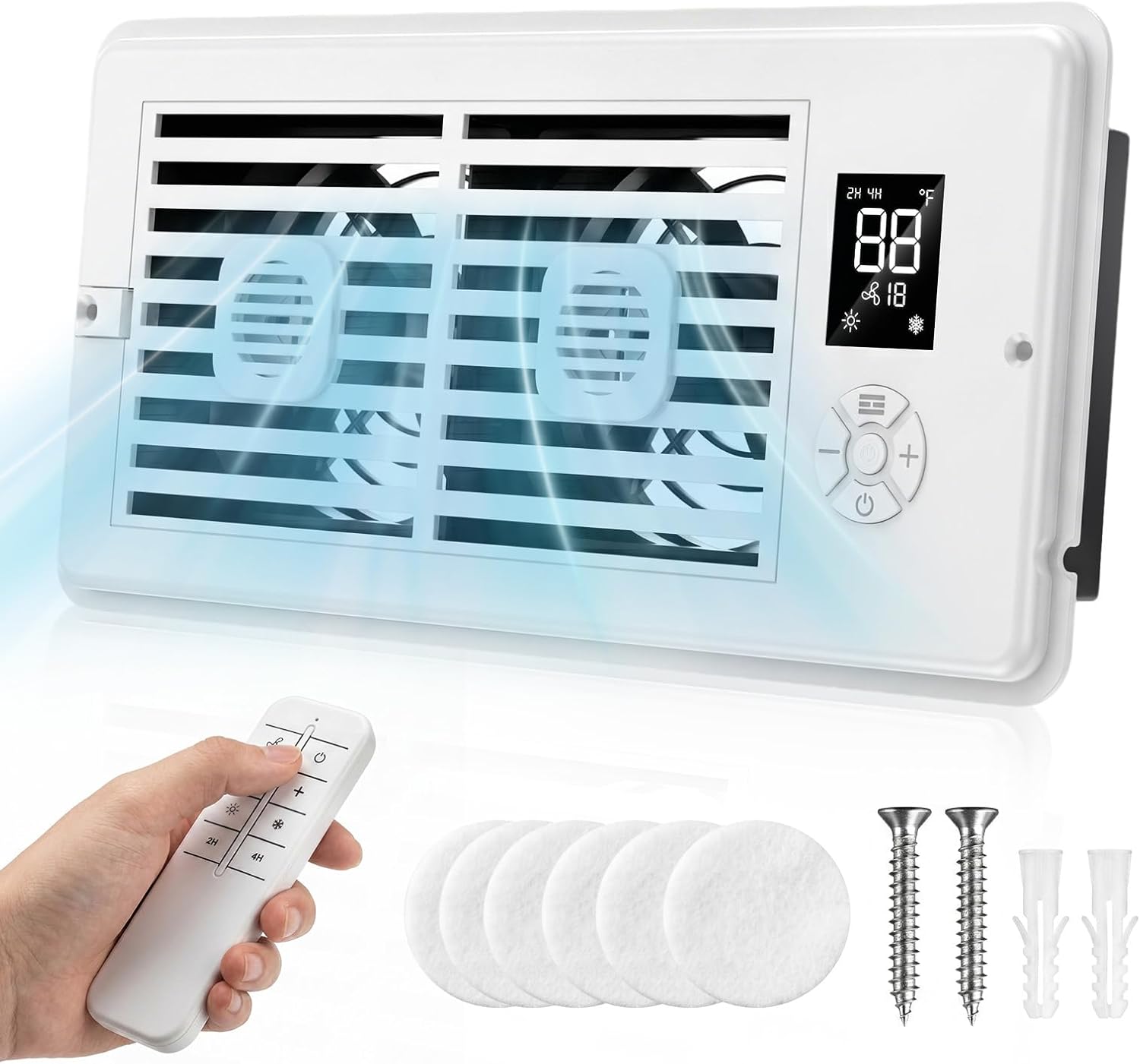 MYLLIUIM Register Booster Fan 4x10 Vent Remote 3 Modes 10 Speeds