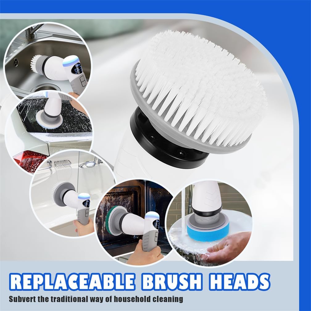 Majoseso Electric Spin Scrubber – Cordless, Rechargeable, 3-Speed