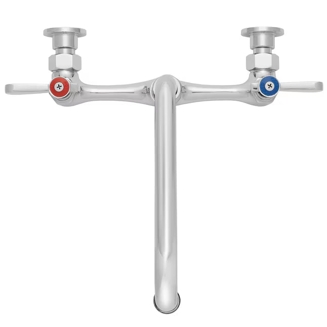 Commercial Wall Mount Sink Faucet - 8-in Center w 8-in Swivel Spout