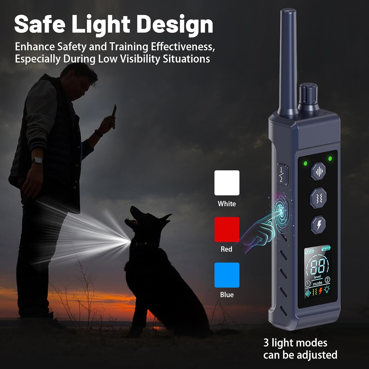 Collar for Dogs - 4265ft Waterproof Training Collar with Flashing Light