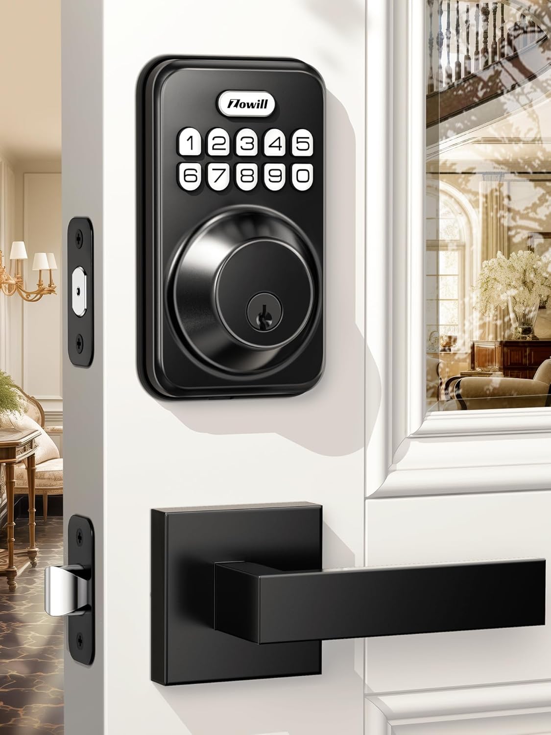 Zowill Keyless Entry Door Lock with 2 Lever Handles Electronic Keypad Deadbolt