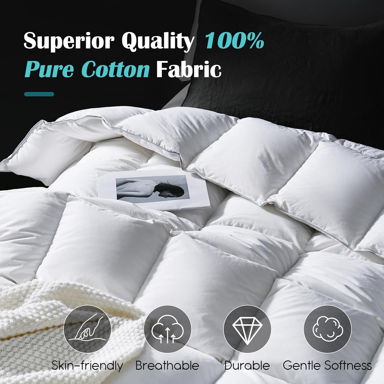 Yalamila California King Comforter 104" x 96" | Feather Down Fiber Fill | OEKO-TEX® Certified | All-Season Use