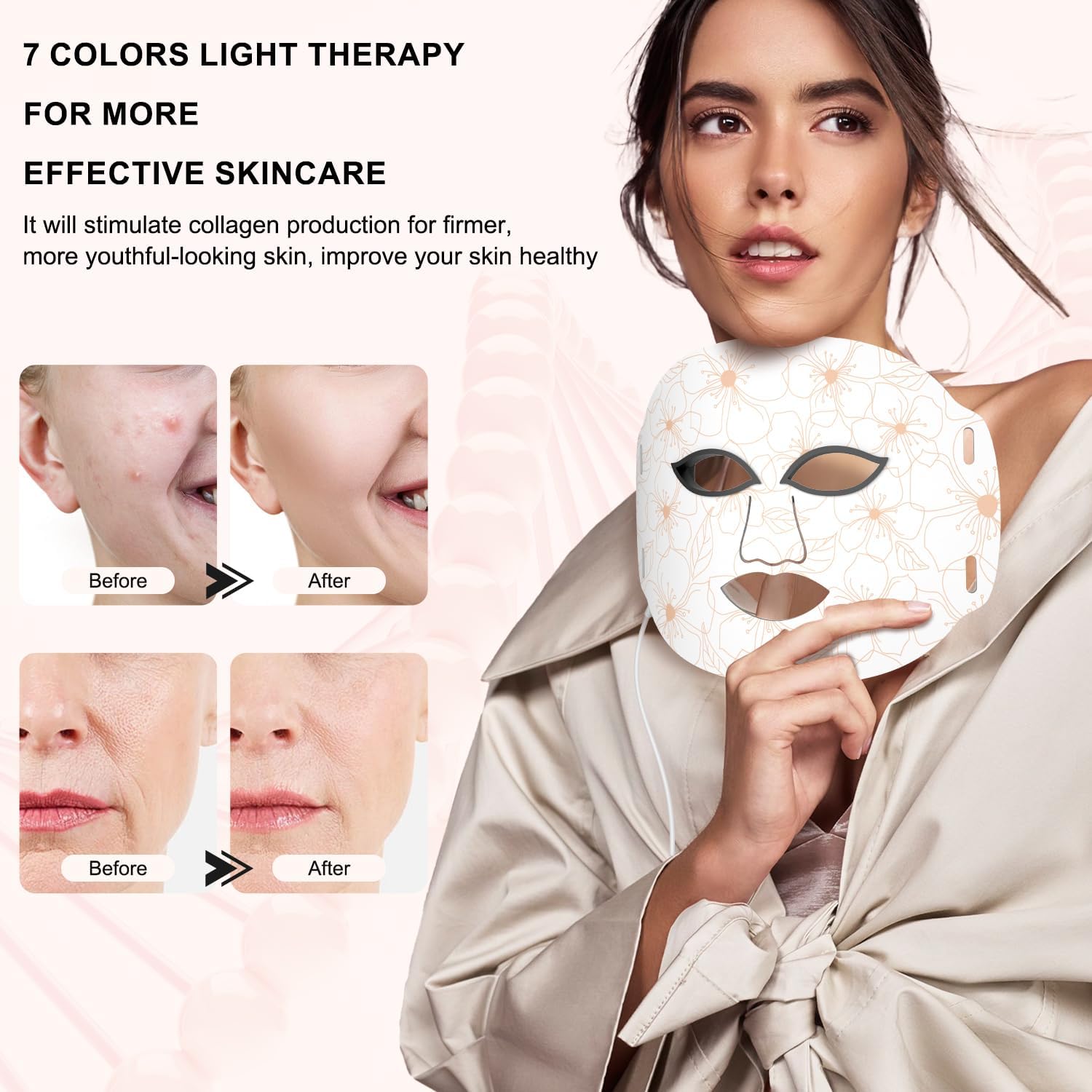 Air Tube Red Light Therapy Face Mask, featuring 7 color LED light