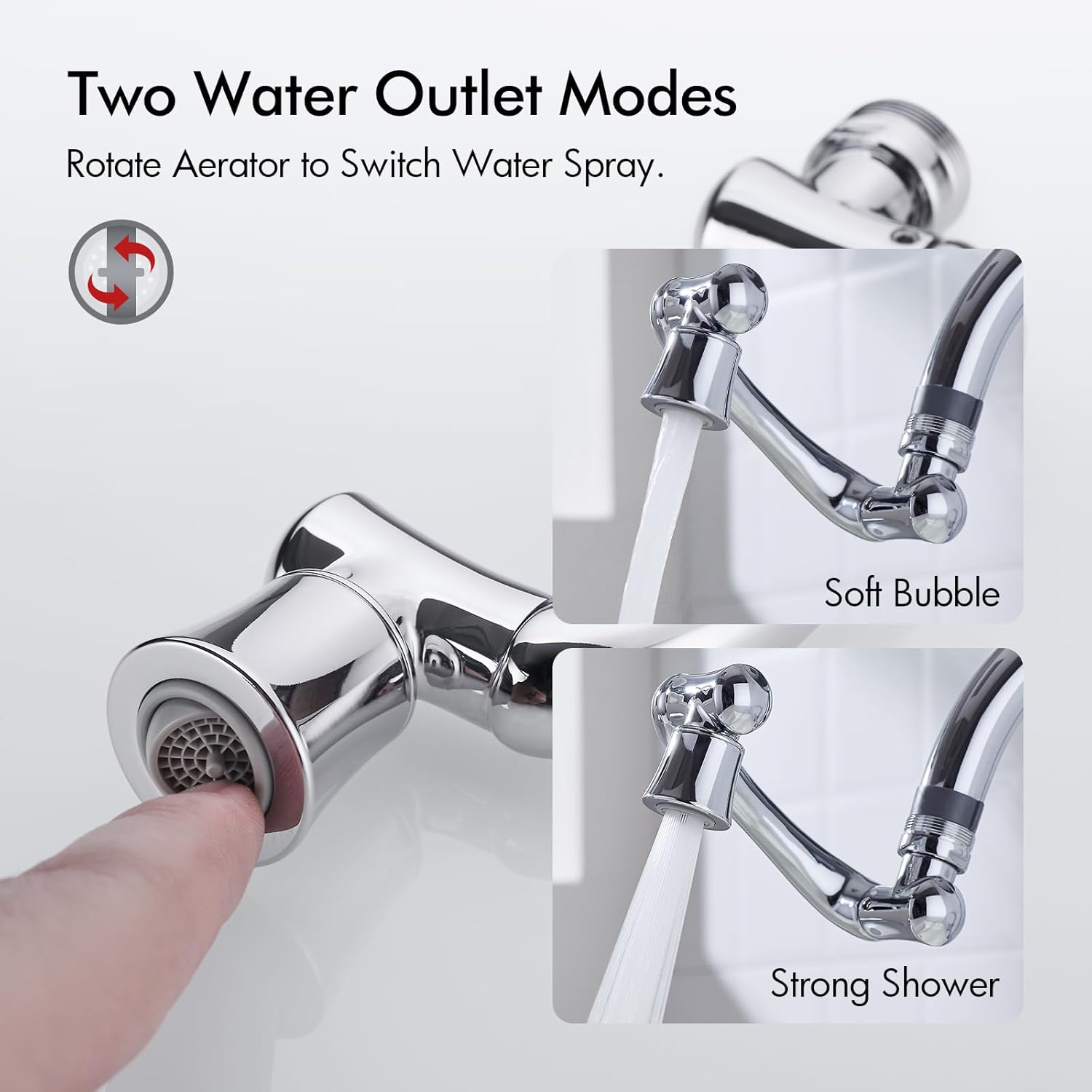 Bagnolux 1080 Swivel Faucet Extender for Bathroom Sink, 2 Modes Rotating faucet extension sprout