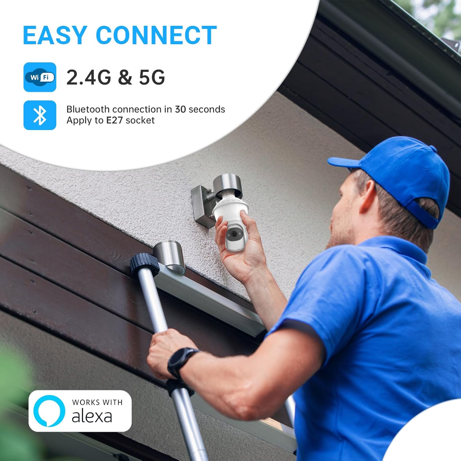 No Go - 3MP Wireless Outdoor Home Bulb Camera 2.4G/5G WiFi Light Bulb Security Camera