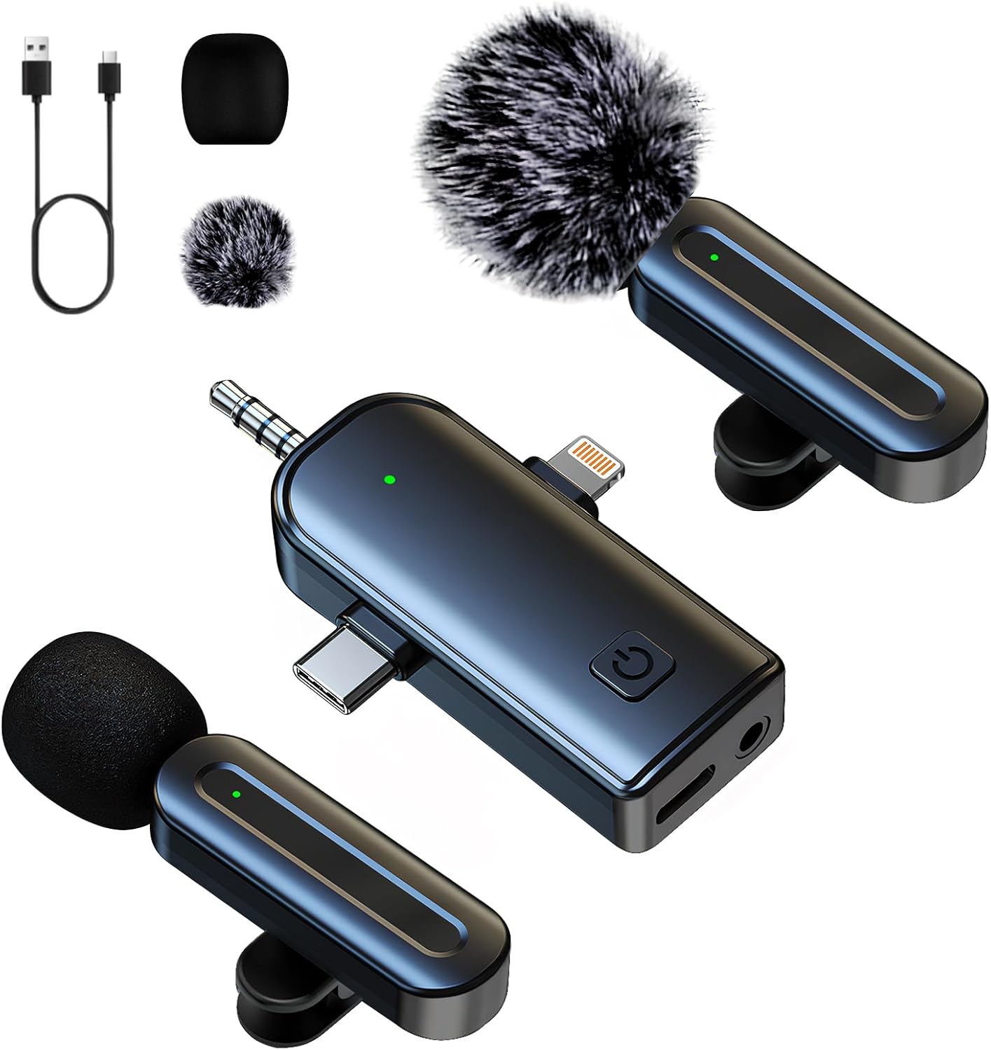 Mini Mic Microphone Wireless Lavalier for iPhone & Android & Camera, Clip-On Phone