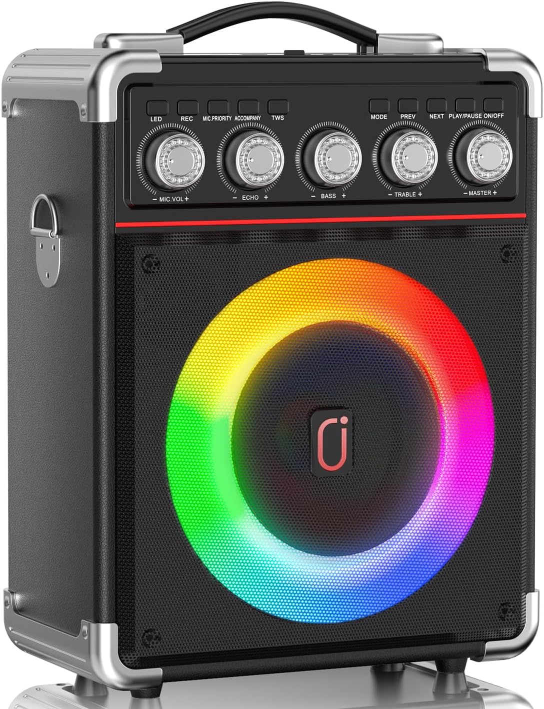 Jokmic Portable Karaoke Machine 2 Microphones RGB LED Bluetooth