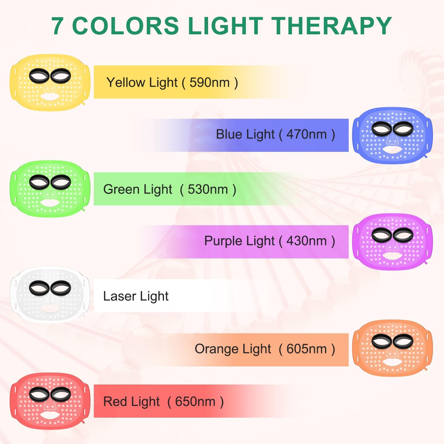 Air Tube Red Light Therapy Face Mask, featuring 7 color LED light