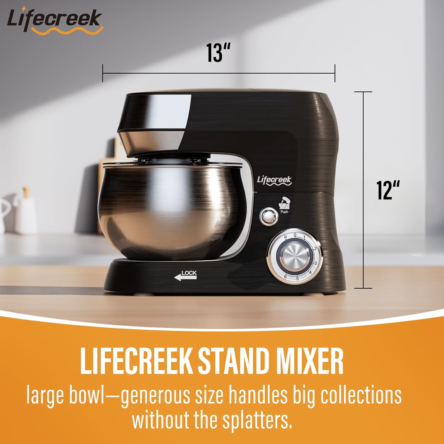 Lifecreek 3-in-1 Stand Mixer combines power and versatility with a 5.3-quart stainless steel bowl and a 660W motor