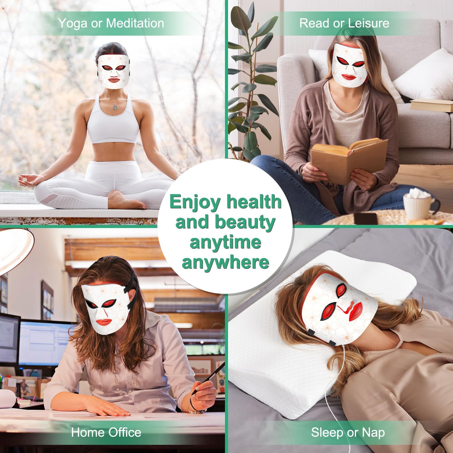 Air Tube Red Light Therapy Face Mask, featuring 7 color LED light