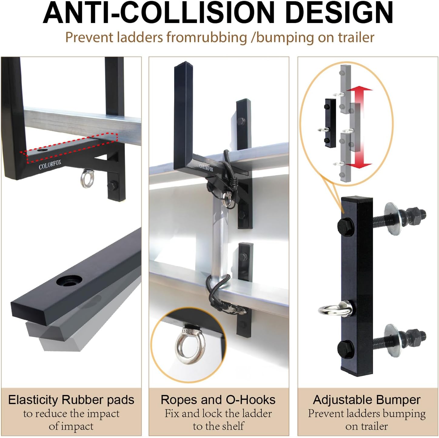 Colorfox trailer ladder rack is crafted from heavy-duty alloy steel