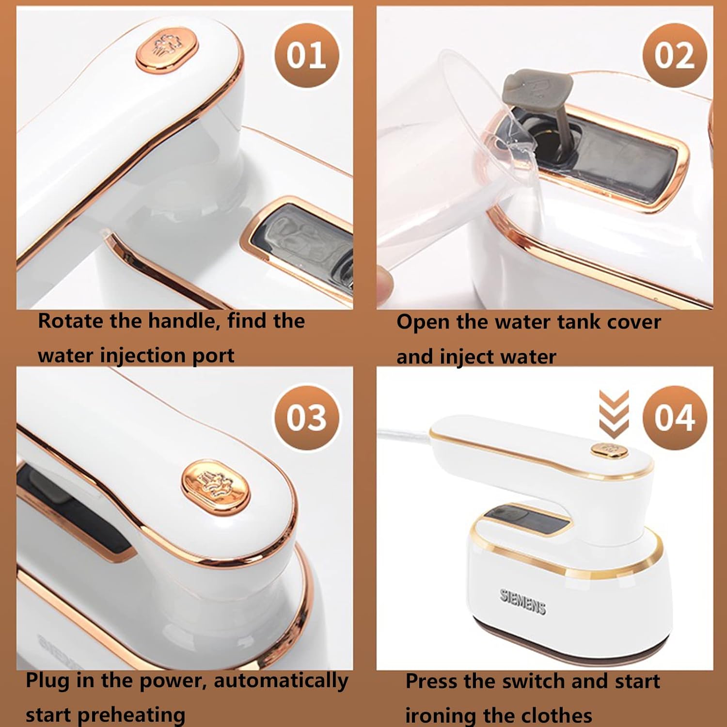 180 Rotating Handheld 2-in-1 Foldable Mini Steam Iron, 1000W