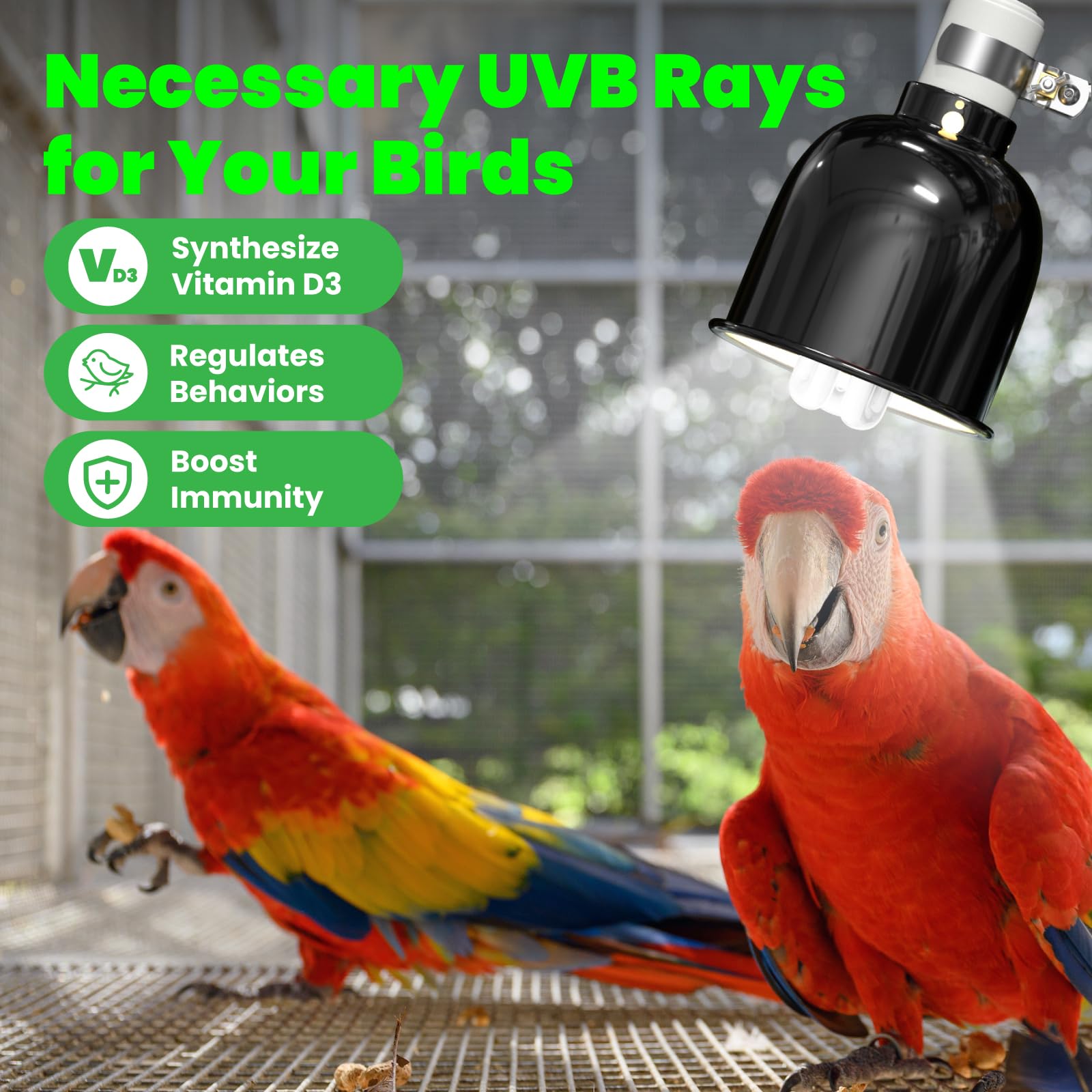 GlowUp Bird Cage Light Fixture + 2.4% UVB 20W Bulb Kit