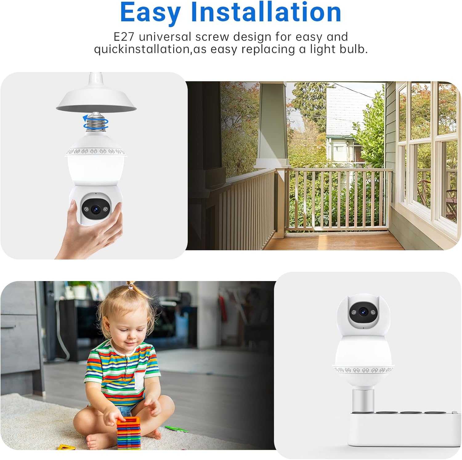 No Go - 3MP Wireless Outdoor Home Bulb Camera 2.4G/5G WiFi Light Bulb Security Camera