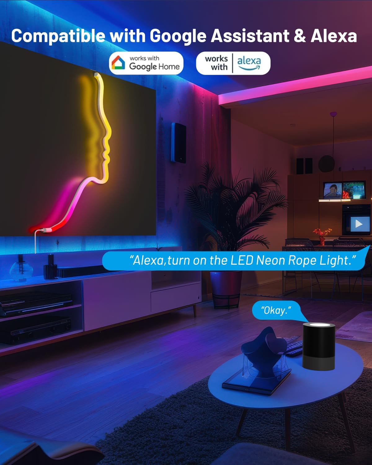 Wohome 16.4ft RGB-IC Neon Rope Light delivers vibrant, customizable lighting