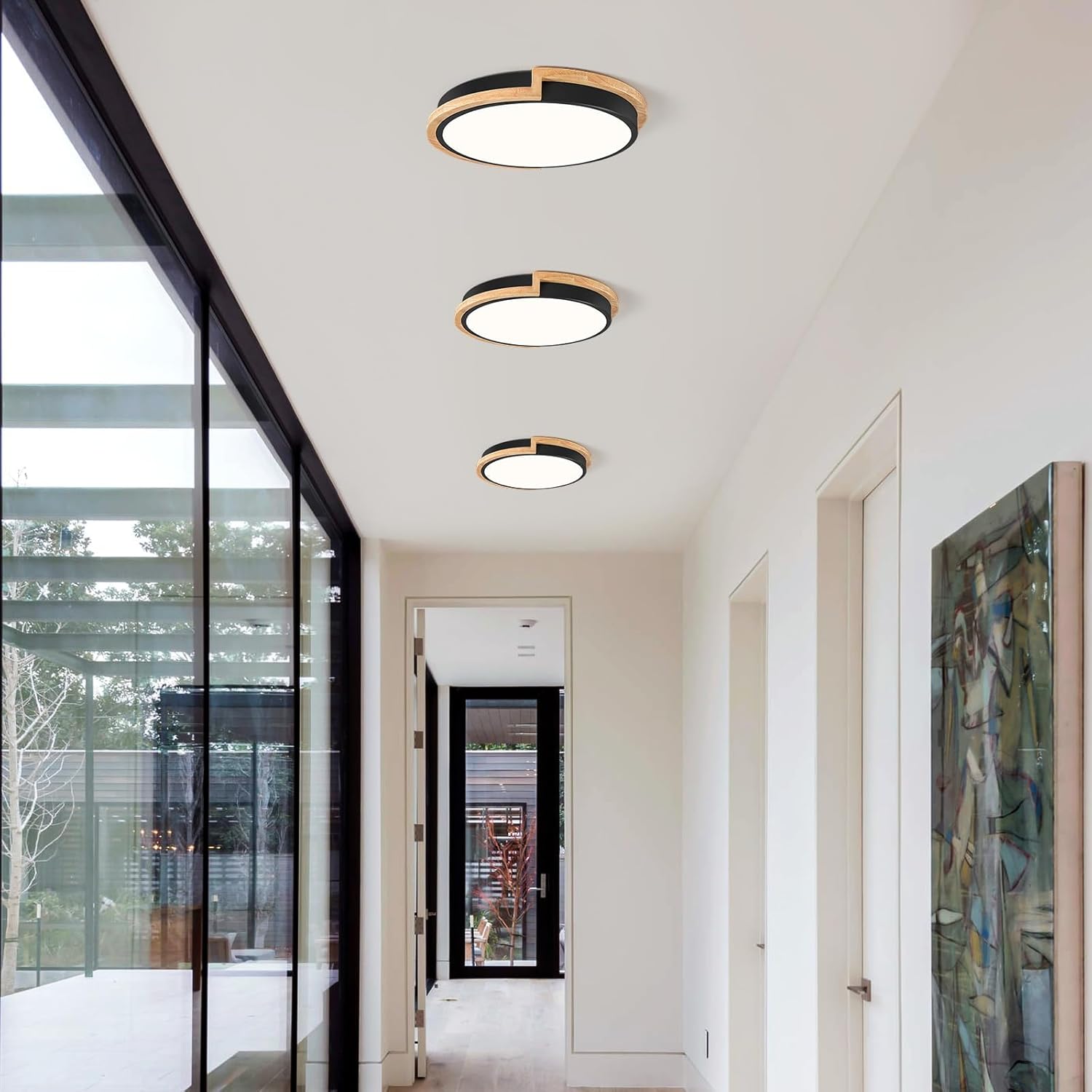 11.8-inch Black LED Flush Mount Ceiling Light - Dimmable 5 Color Temperature