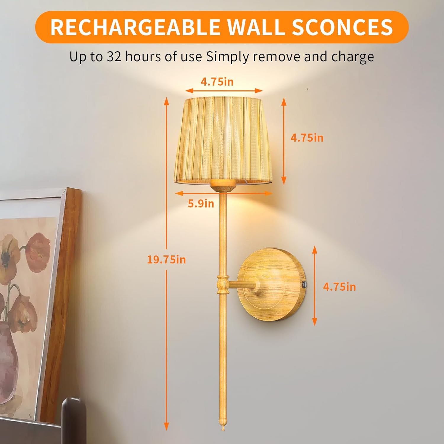 ACOLIT P 2PC Wall Lamp Wood Grain with Remote - Modern LED Lighting