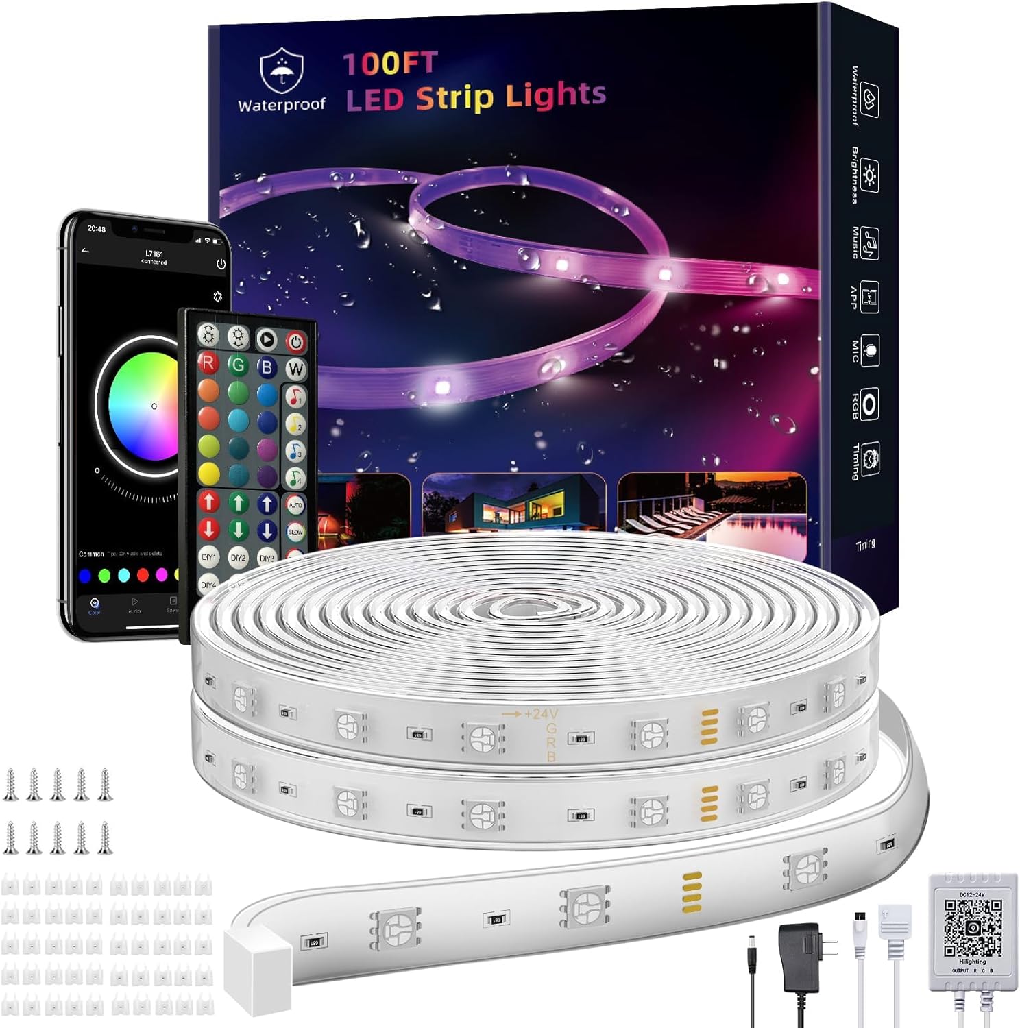 Ledagic 100ft (2x50ft) Waterproof LED Strip Lights
