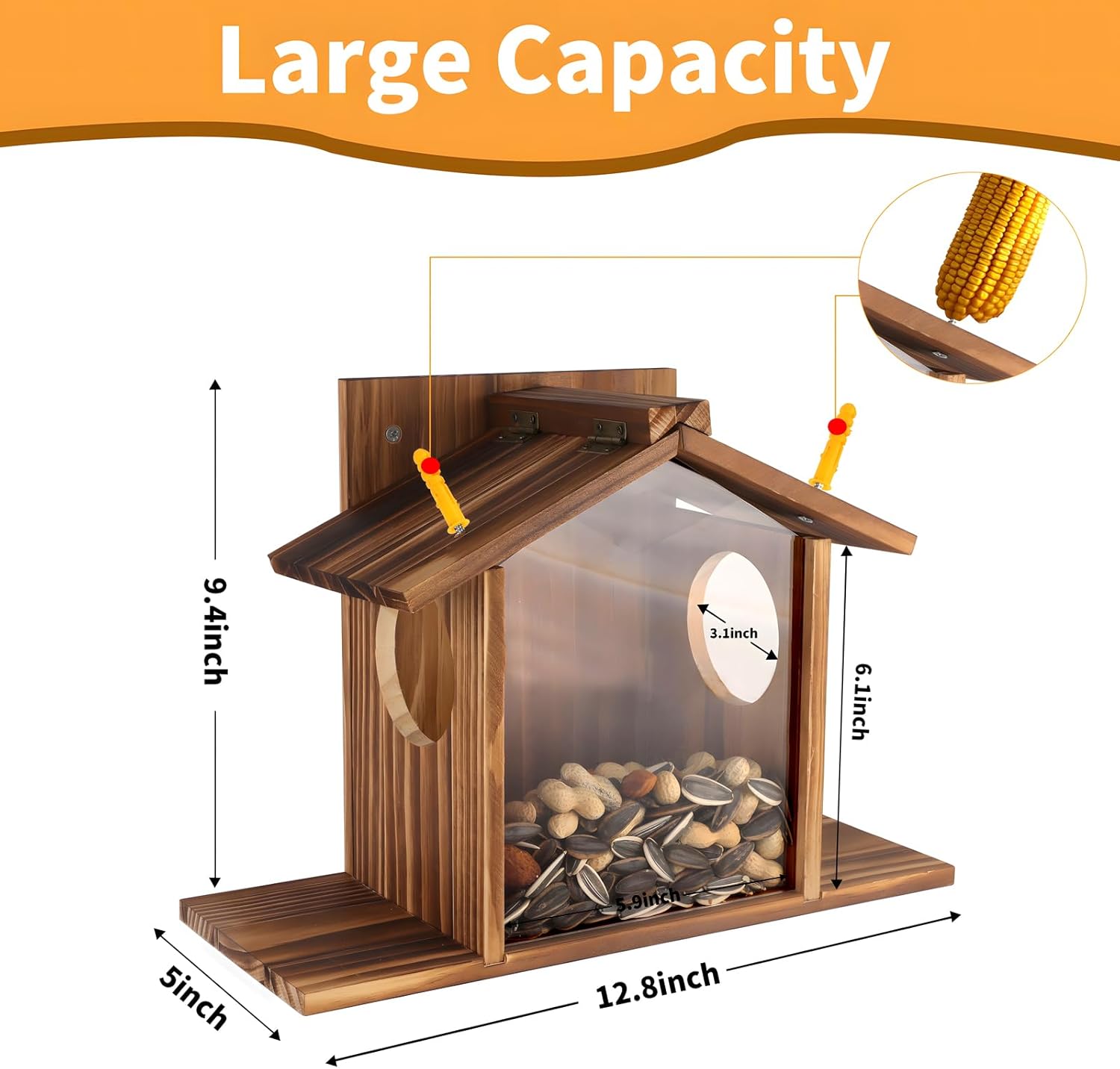 Gnodary Squirrel Feeder, Squirrel Feeders for Outside, Squirrel House for Outdoors
