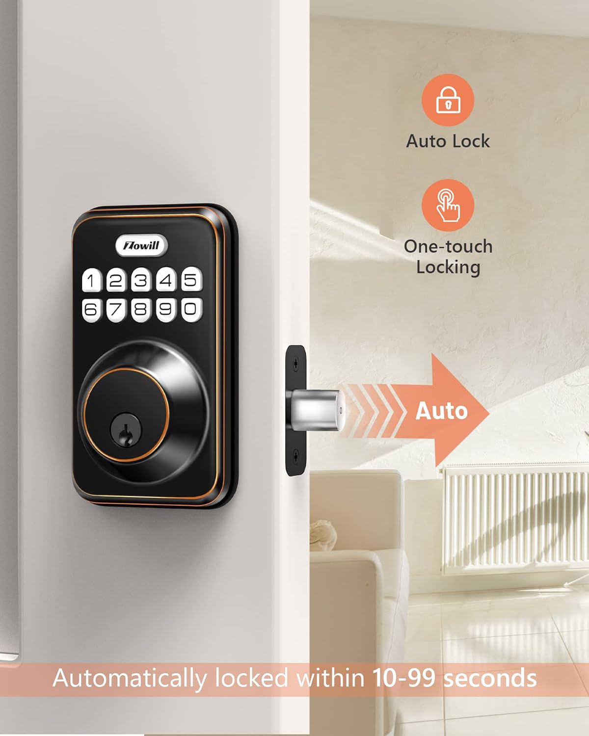 Zowill Electronic Keypad Deadbolt Smart Auto Lock - Bronze