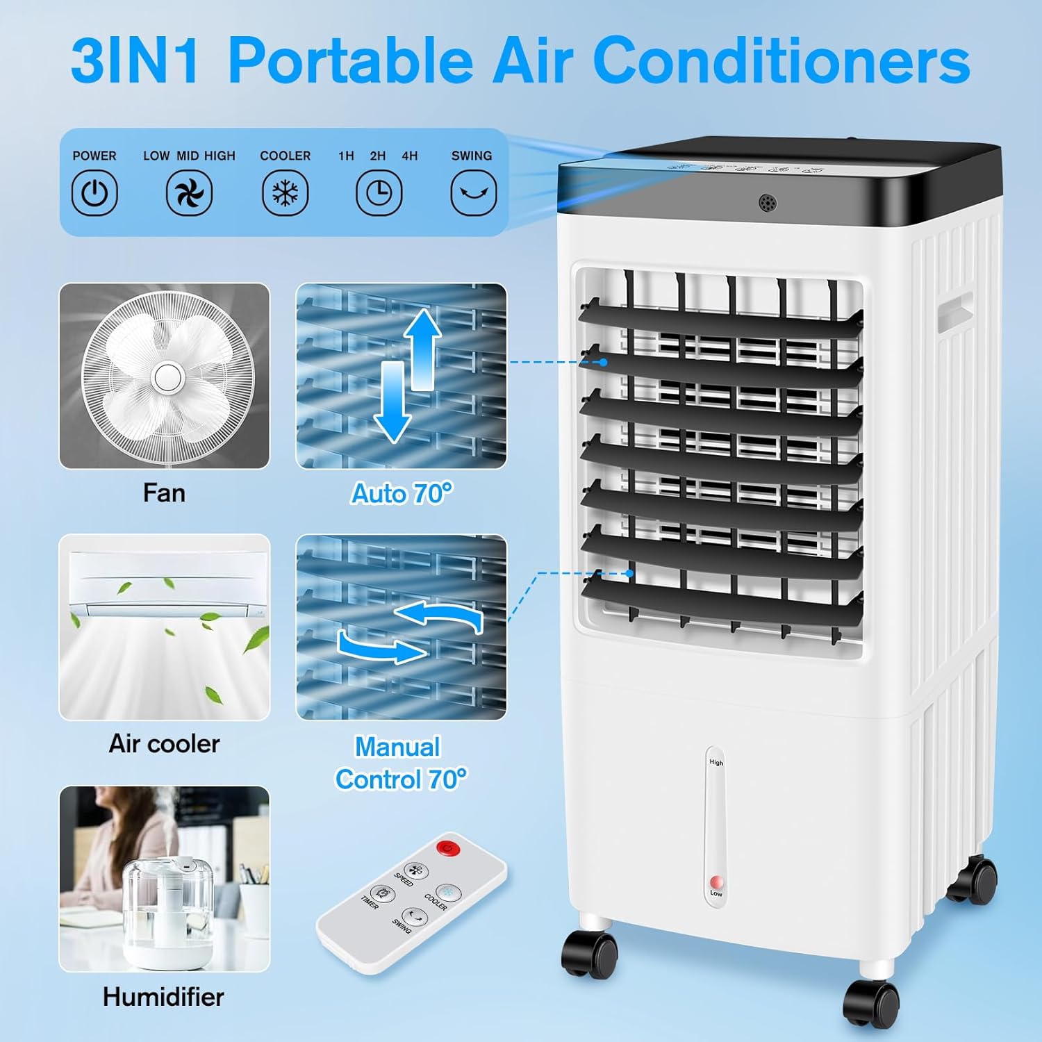 Portable Air Conditioners,3 IN 1 Room Air Conditioners,Swamp Cooler