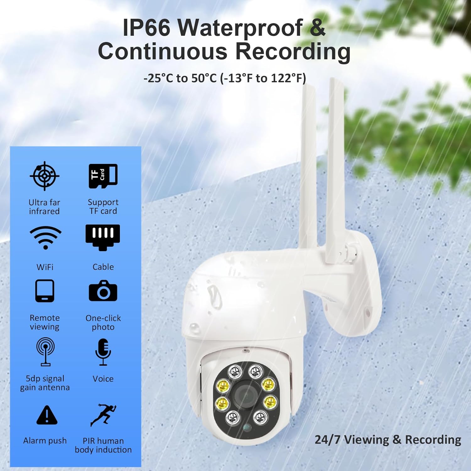 1080P Security Camera Outdoor Wired/Wireless Starlight Color Night Vision, 2MP Cameras for Home AI Human Detection & Auto Tracking