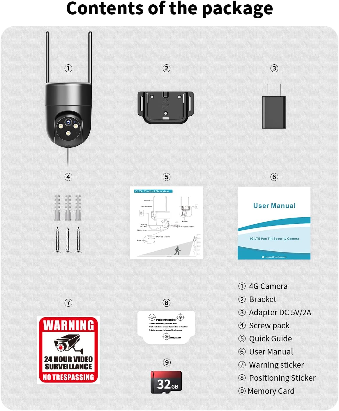 Liwan Model TZ-SH330 4g LTE Pan Tilt Security Camera - Black