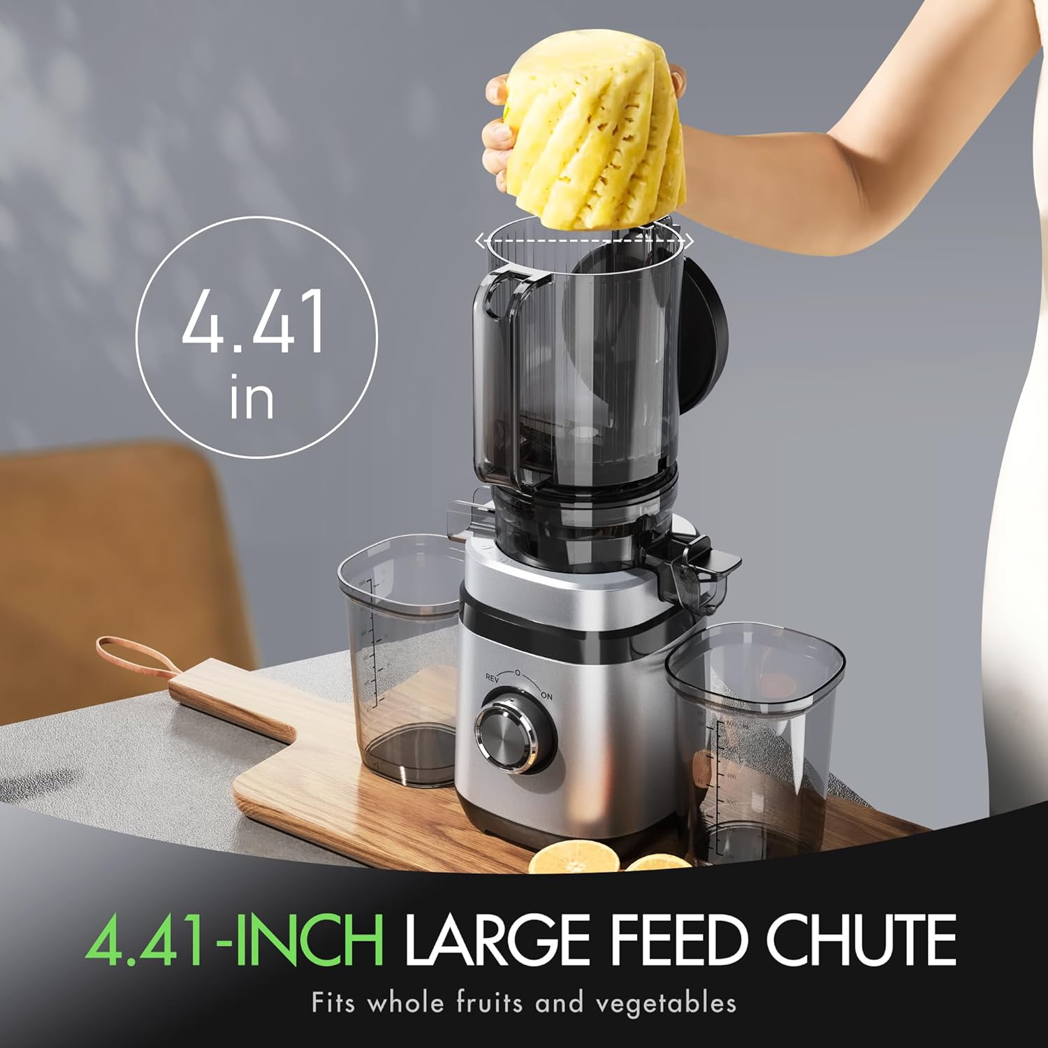 JS2306 Cold Press Juicer (also listed as a 350W slow masticating juicer with a 4.41" wide feed chute)