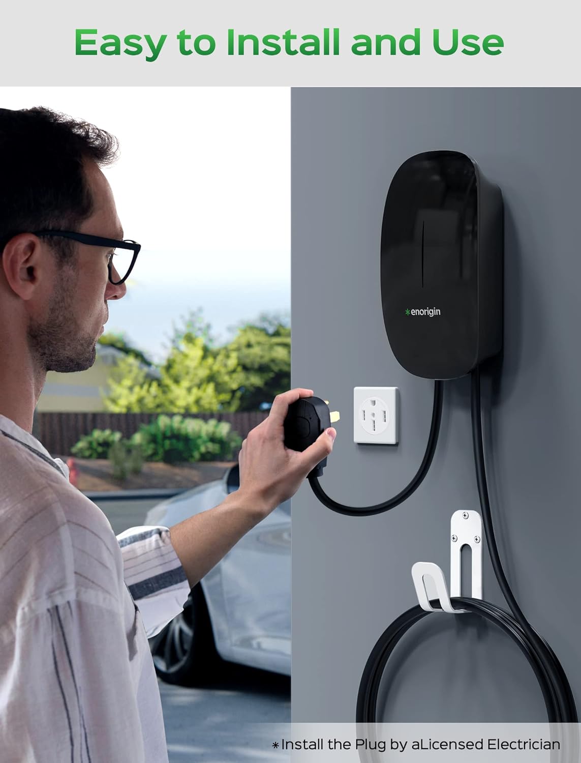 Enorigin Level 2 EV Charger delivers efficient 40 Amp, 240V charging to power your electric vehicle