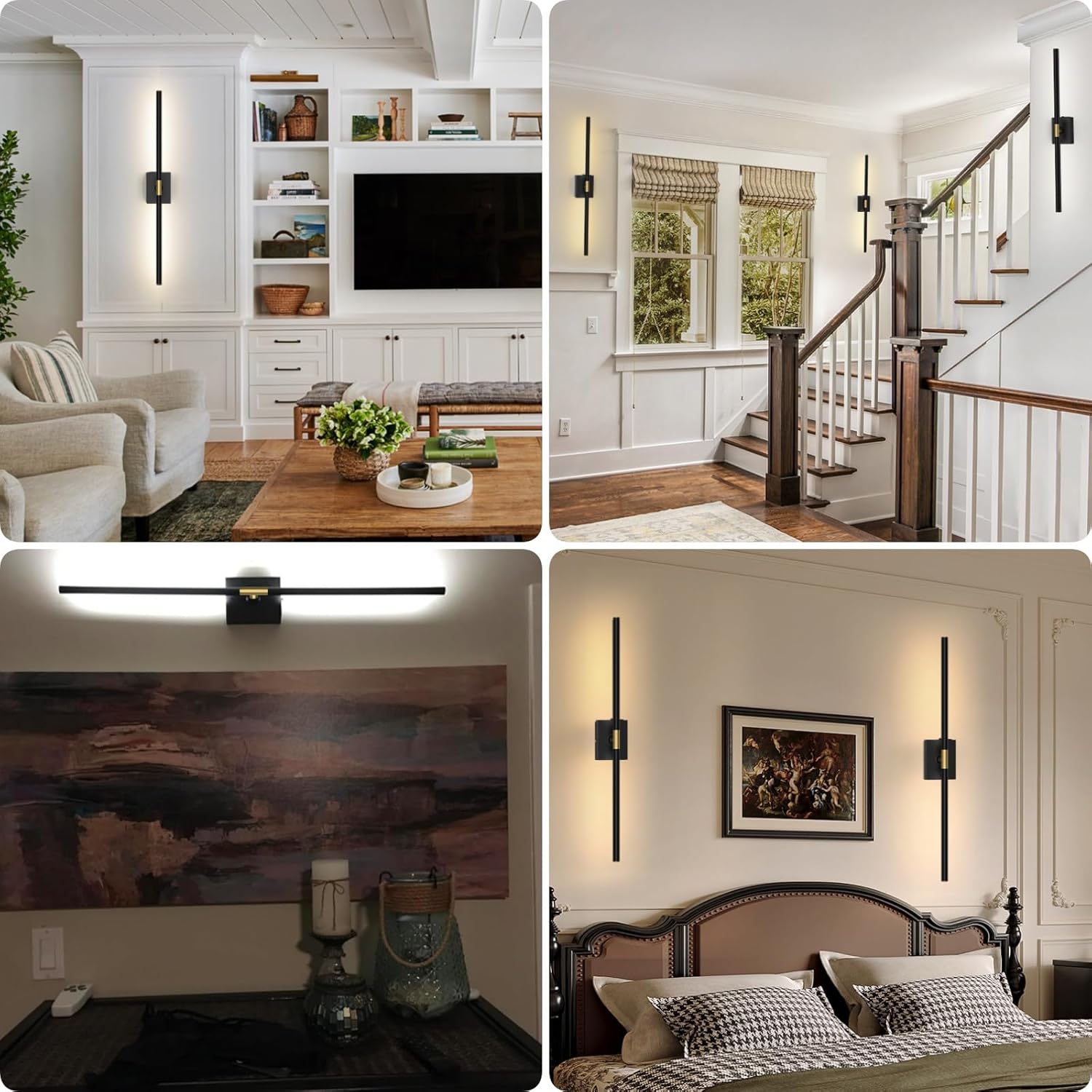 The iThird Battery Operated Wall Sconces set includes two 31.5-inch black wall lights