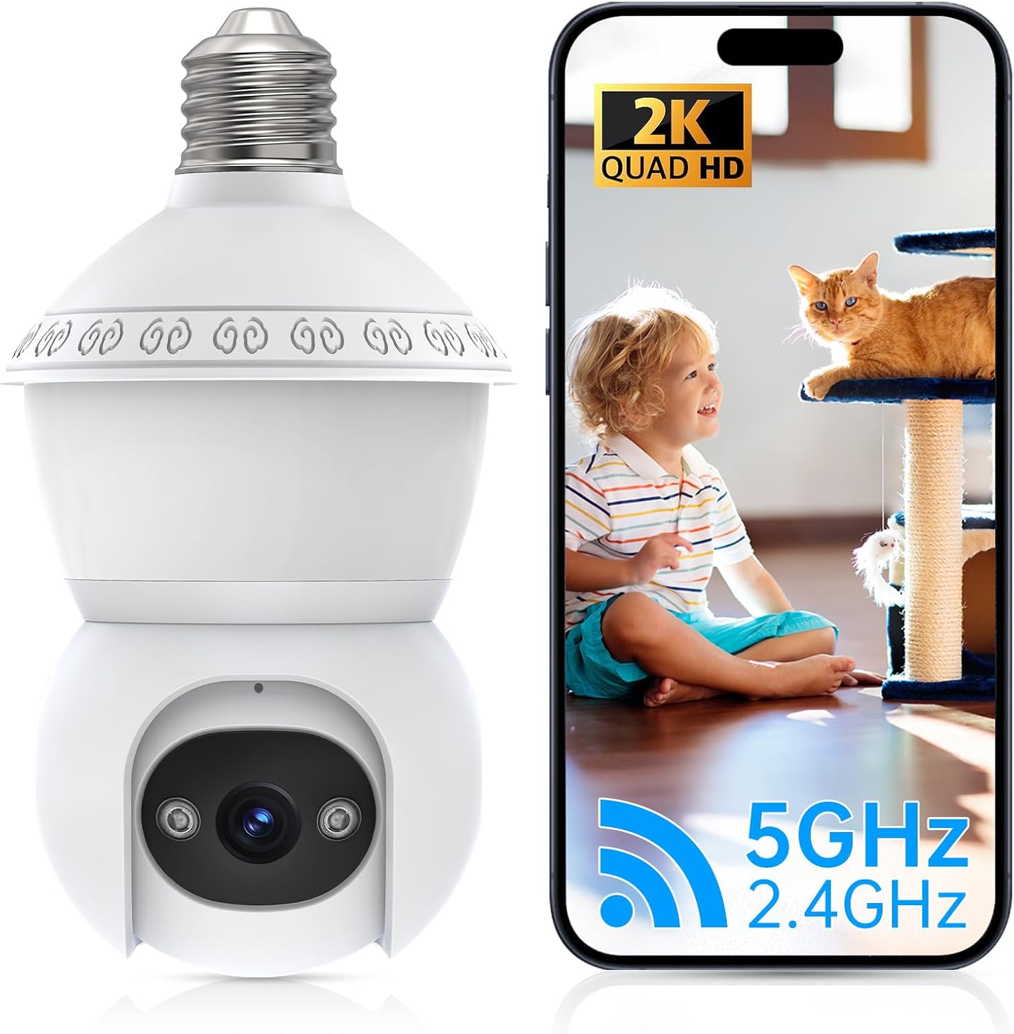 No Go - 3MP Wireless Outdoor Home Bulb Camera 2.4G/5G WiFi Light Bulb Security Camera