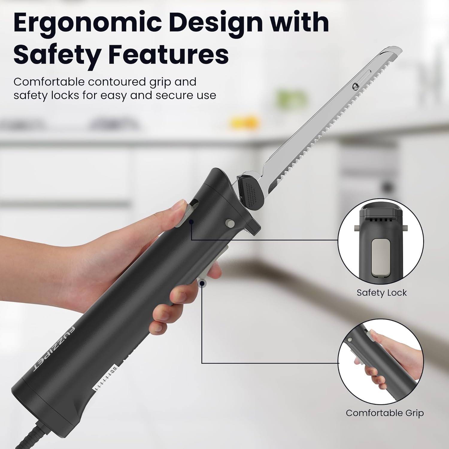 Electric Knife for Meat Slicing - 4 Stainless Steel Blades | Bread & Cheese Cutter