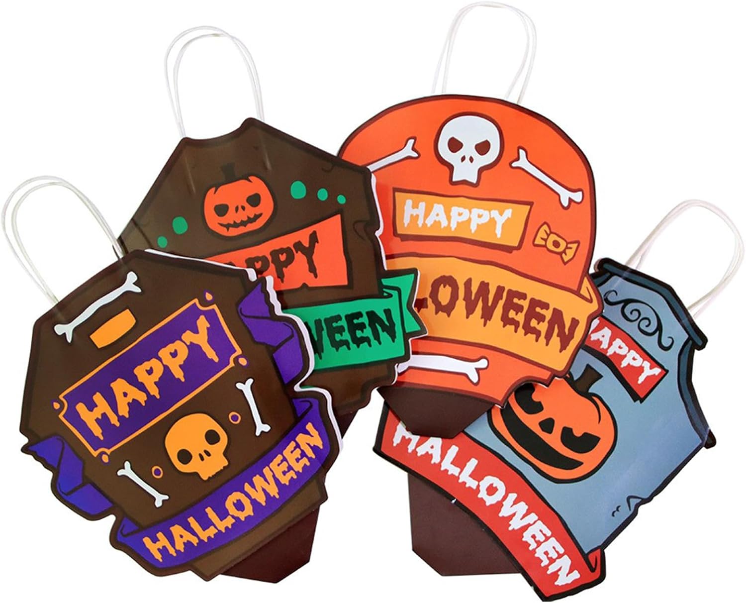 ZRLABL 4PC Halloween Trick or Treat Bags – Candy Gift Bags for Party Favors, Candy, Goodie for Halloween Decorations