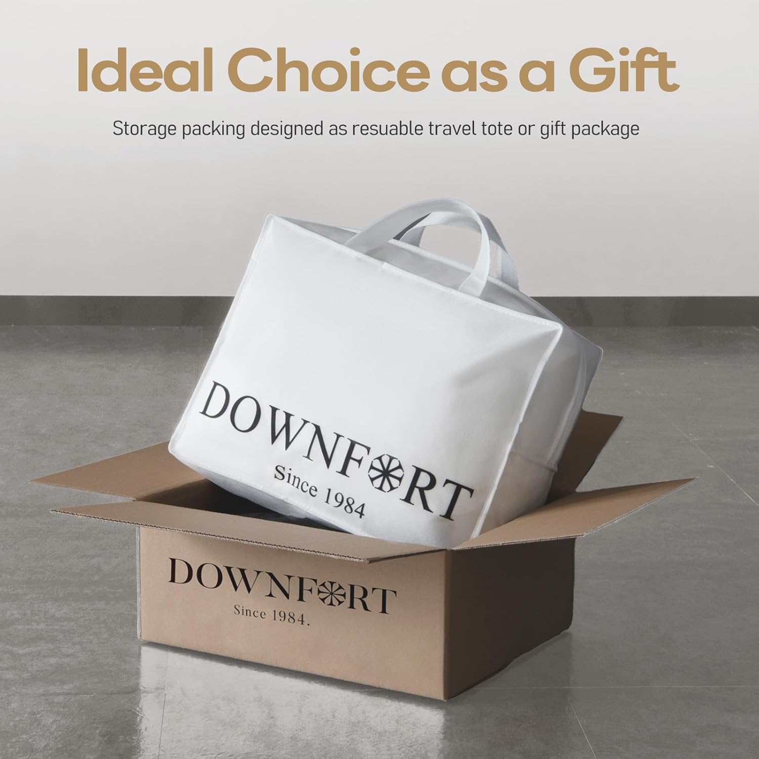 DownFort Twin Size Feather Down Fiber Comforter – OEKO-TEX® Certified, All Season, Gift-Ready Packaging (68" x 90")