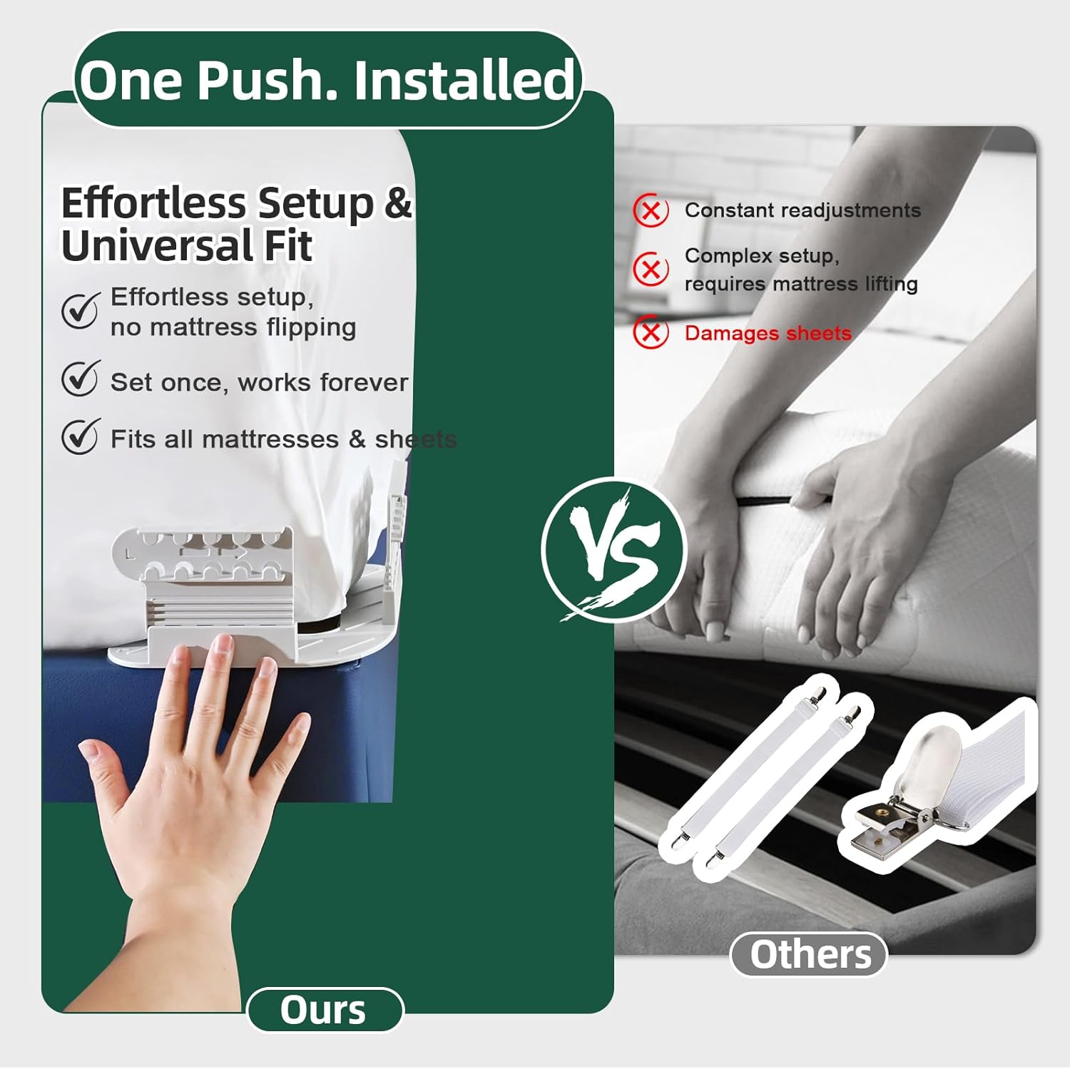 WEXFFU Bed Sheet Holders for Corners Keep Sheets Firm & Tight, Heavy Duty Mattress