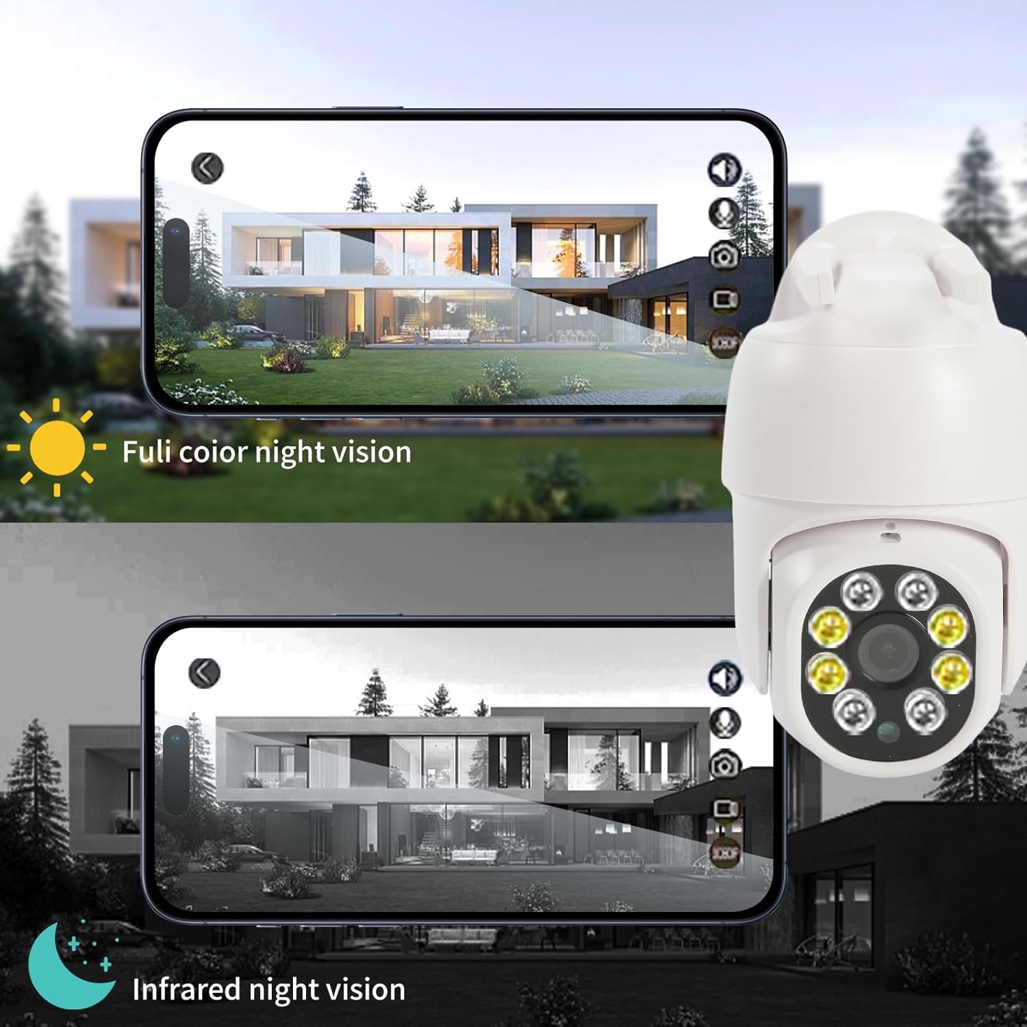 1080P Security Camera Outdoor Wired/Wireless Starlight Color Night Vision, 2MP Cameras for Home AI Human Detection & Auto Tracking