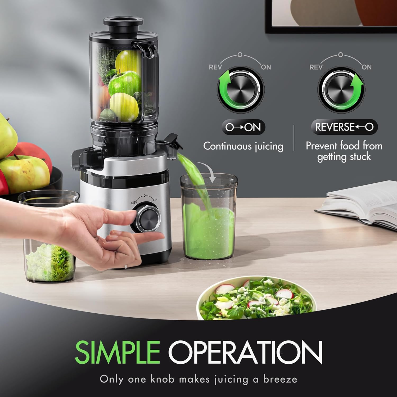 JS2306 Cold Press Juicer (also listed as a 350W slow masticating juicer with a 4.41" wide feed chute)
