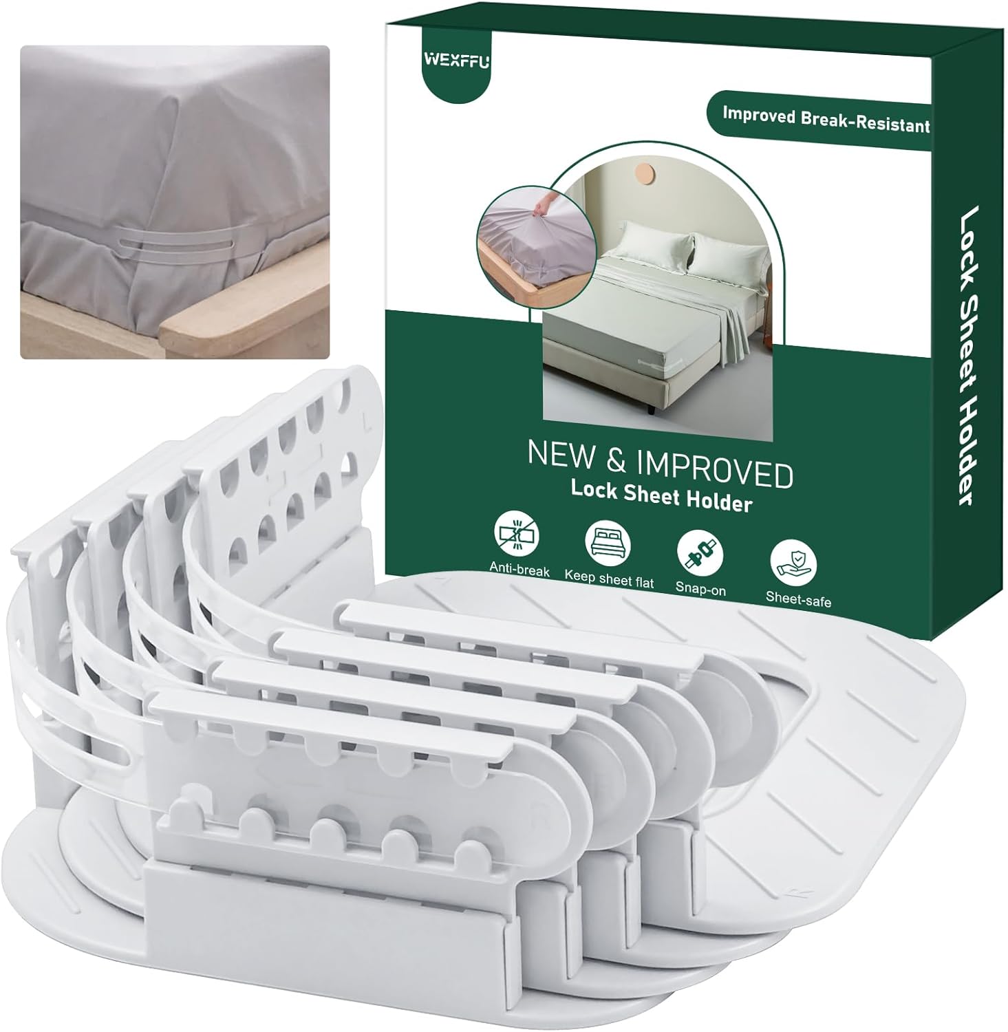 WEXFFU Bed Sheet Holders for Corners Keep Sheets Firm & Tight, Heavy Duty Mattress