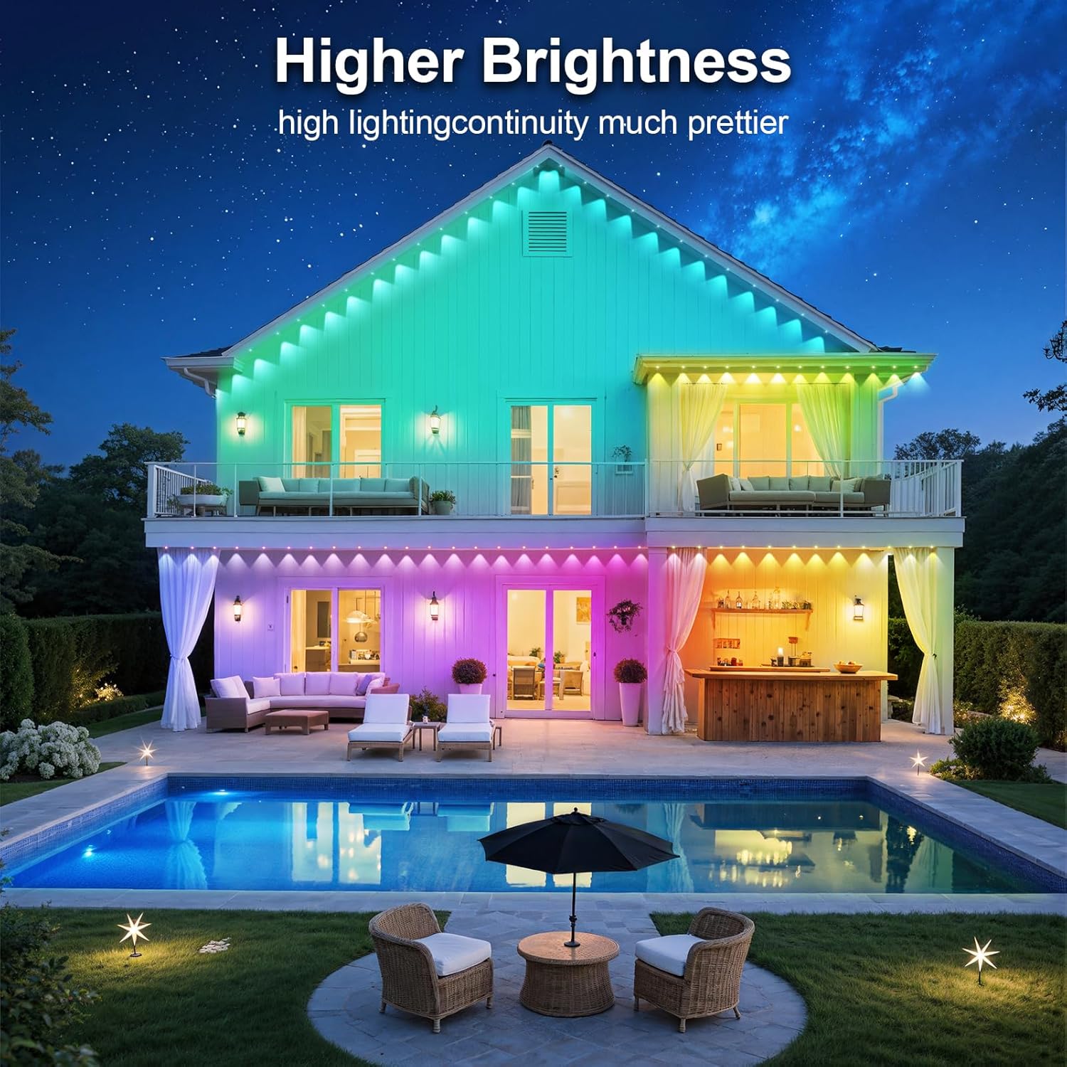 150FT Permanent Outdoor RGB Lights - Waterproof Smart LED Eaves Lights with App/Remote