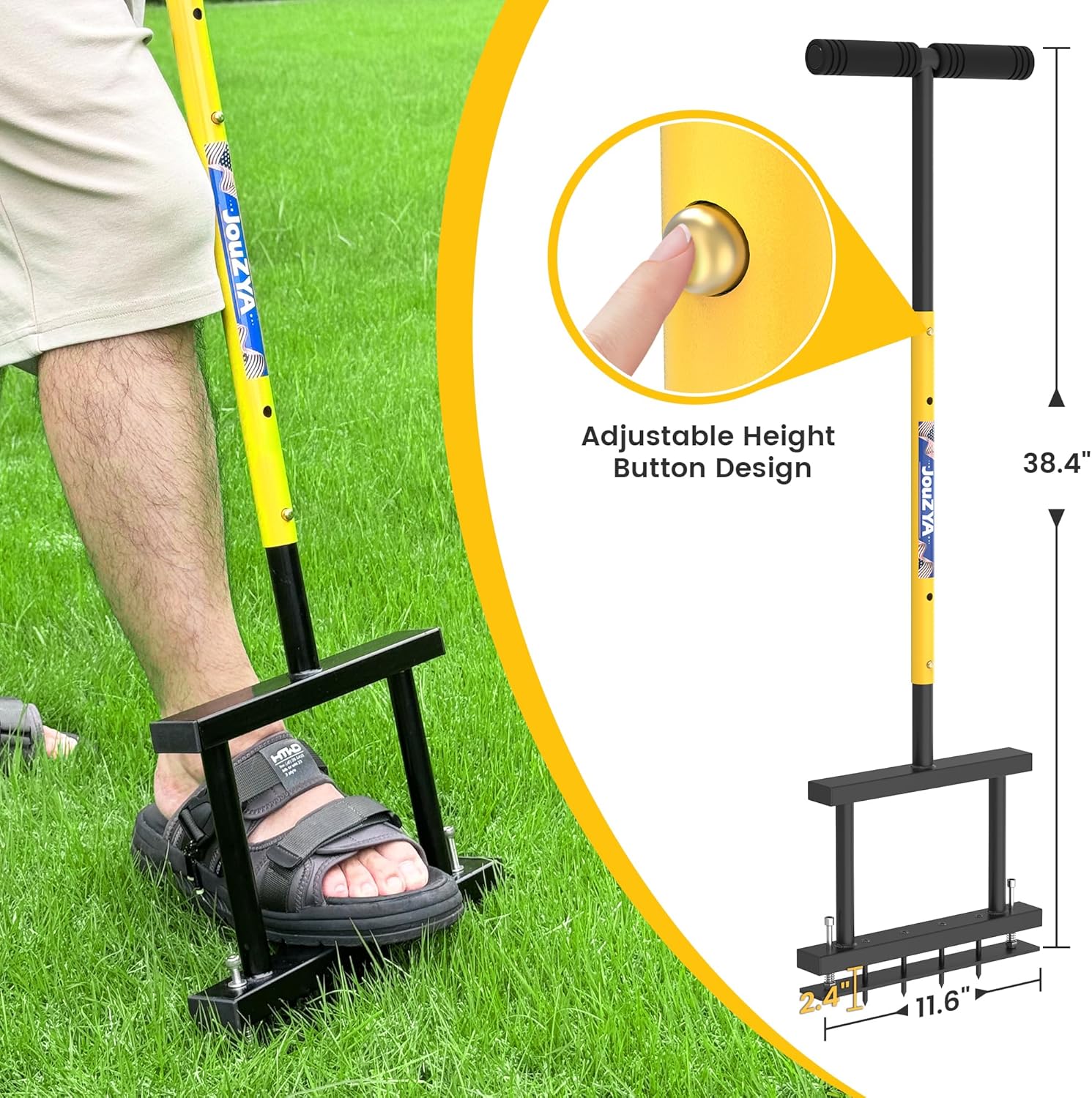 4-Spike Lawn Aerator Tool - Spring-Loaded Manual Soil Aerator for Healthier Grass