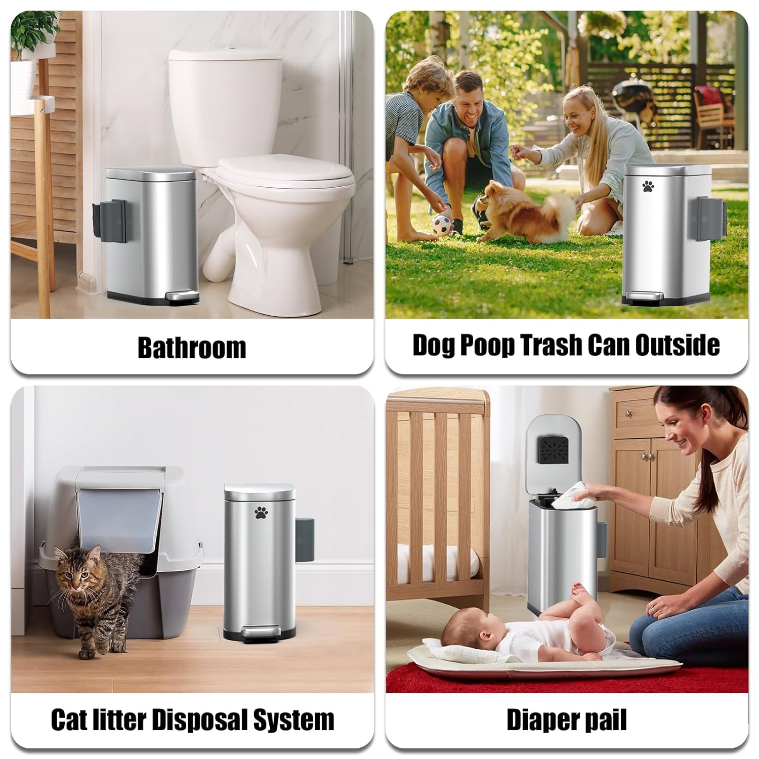 Dog Poop Trash Can Outside with Odor Control Lid & Step Pedal
