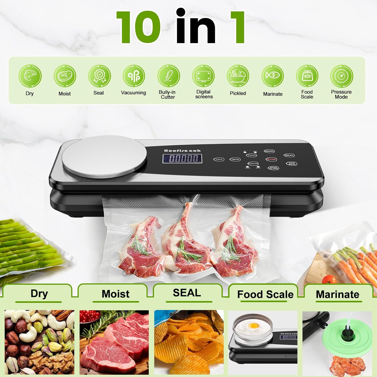 Vacuum Sealer Machine with Food Scale, 10-in-1 Functions